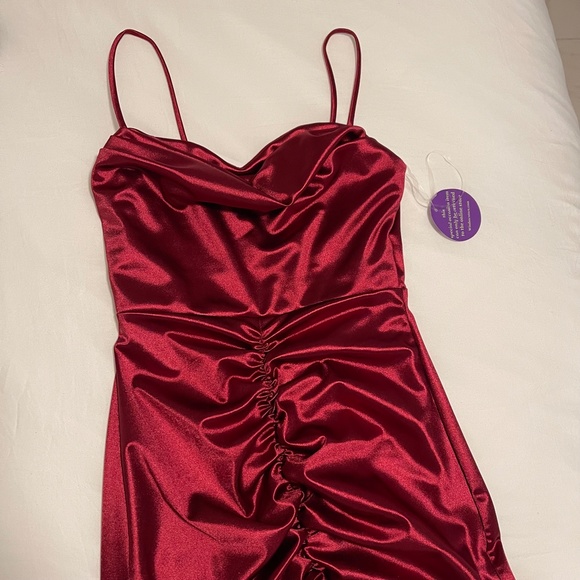 NEW Silk Ruched Fitted Dress - Picture 2 of 5